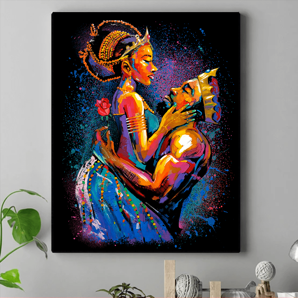 African American Canvas Painting Pro Black King And Queen Art Black History Canvas Art Living Room Decor