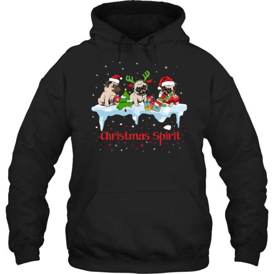 Pug Christmas Gift Black Hoodie