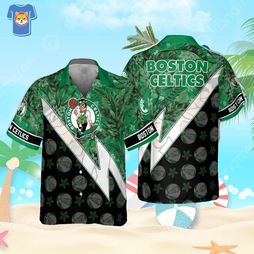 Boston Celtics Tropical And Basketball Pattern Print Hawaiian Shirt