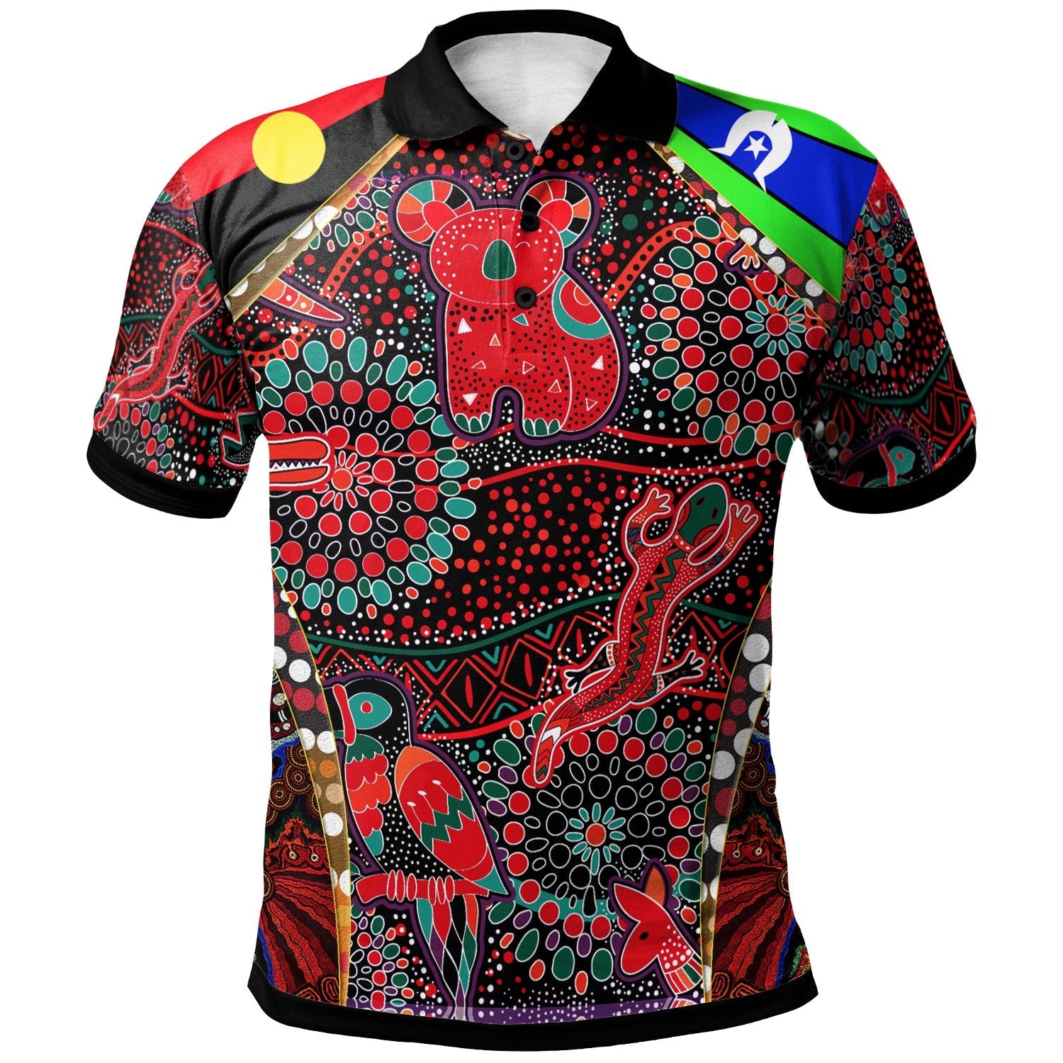 Aboriginal Polo – Aboriginal Animal & Dot Patterns Polo Shirt