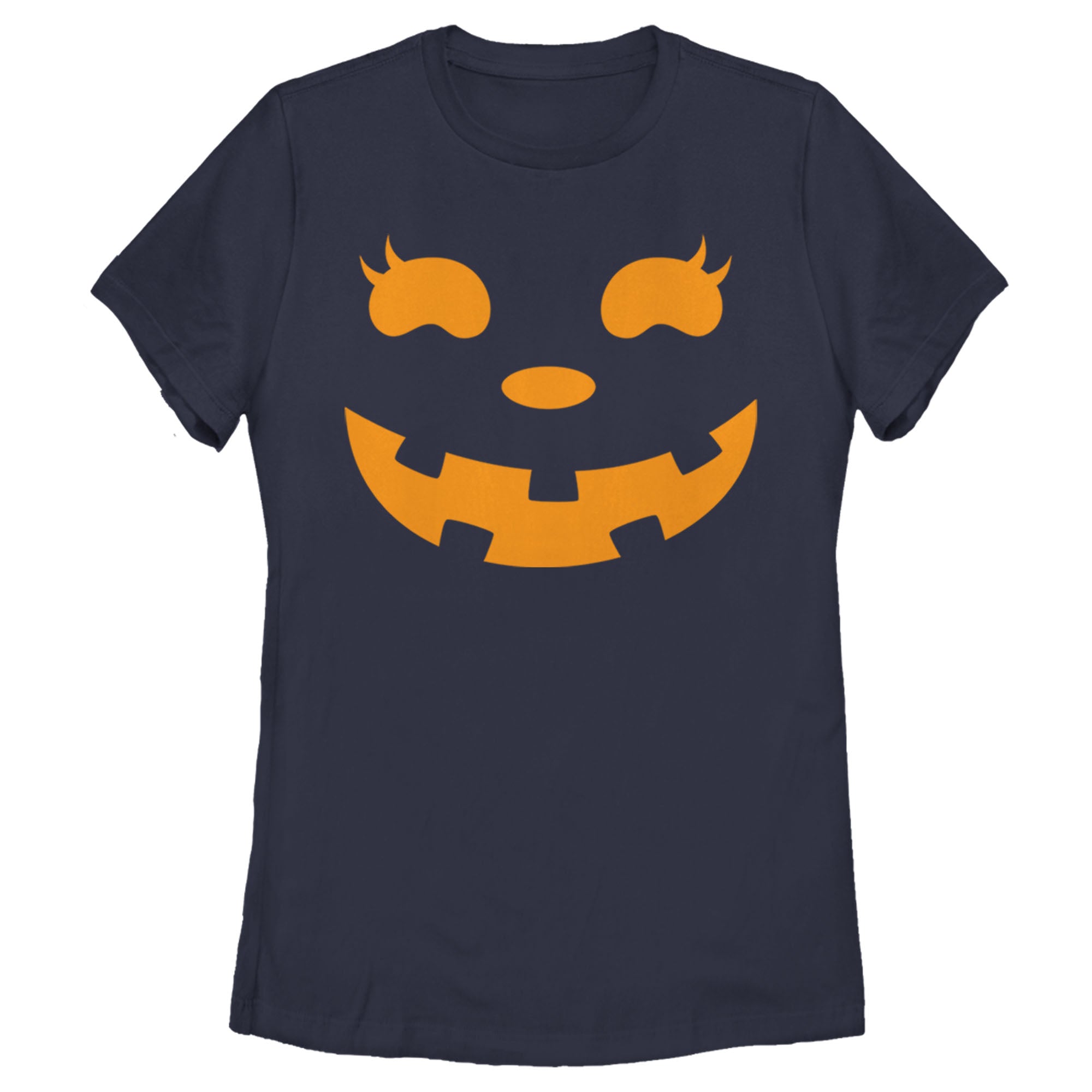 Chin Up Women’S Halloween Jack O’ Lantern Face  T-Shirt