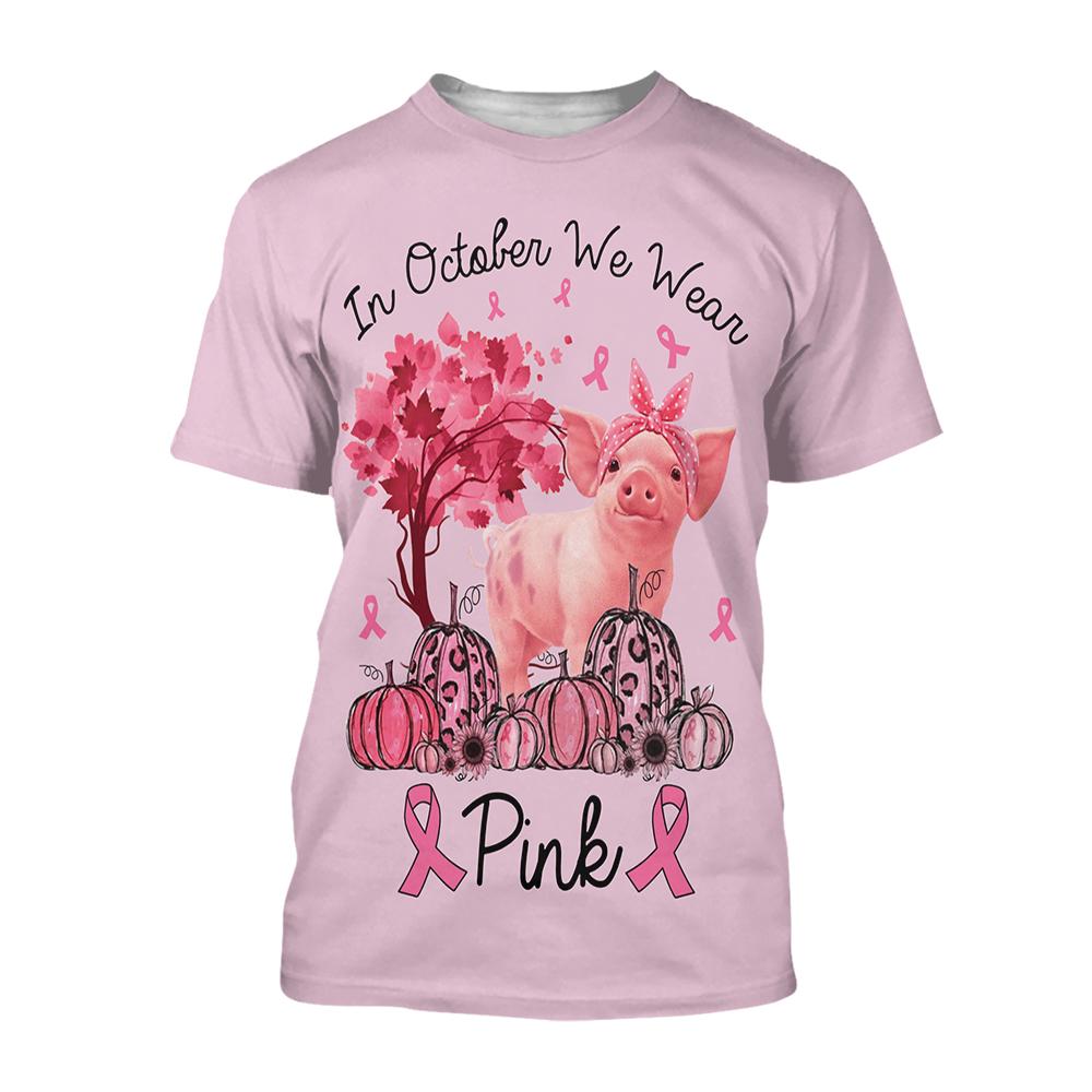 In October We Wear Pink Breast Cancer Awareness 9Basic All Over Print Shirt