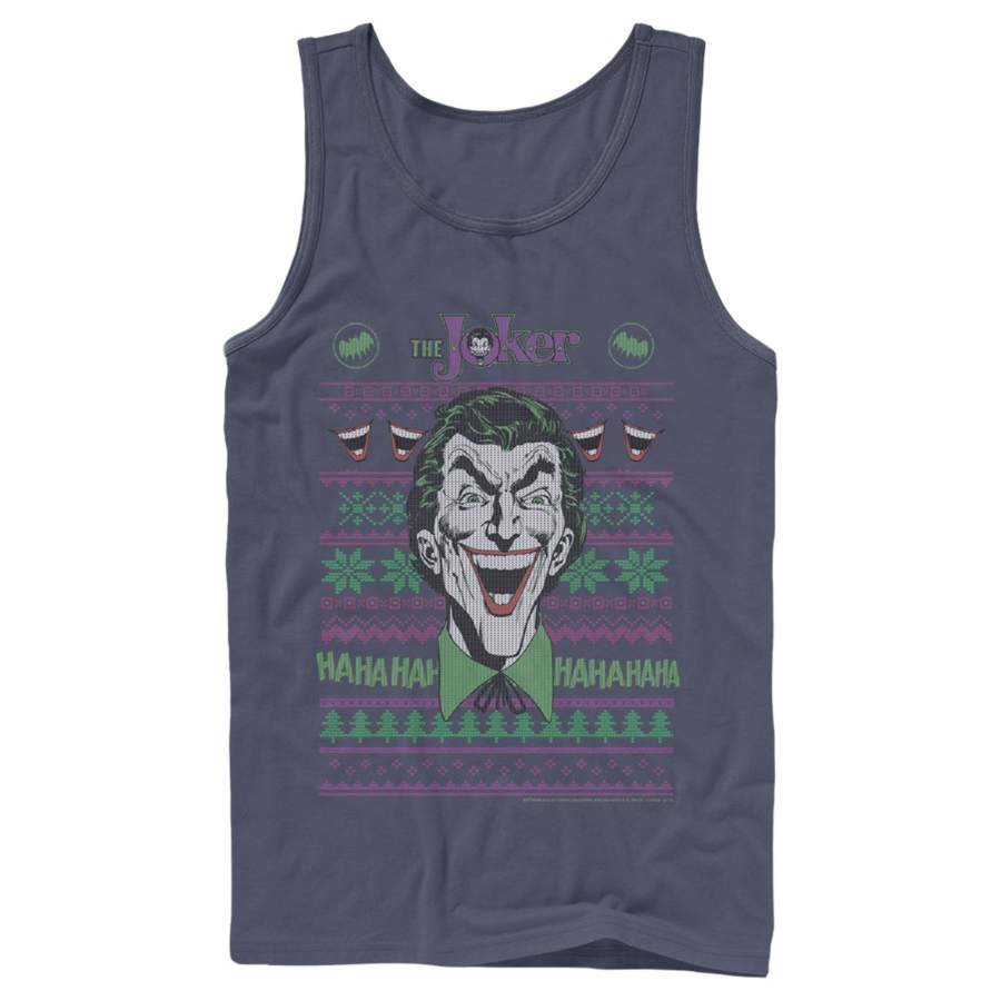 Batman Men’s Ugly Christmas Joker Laugh  Tank Top