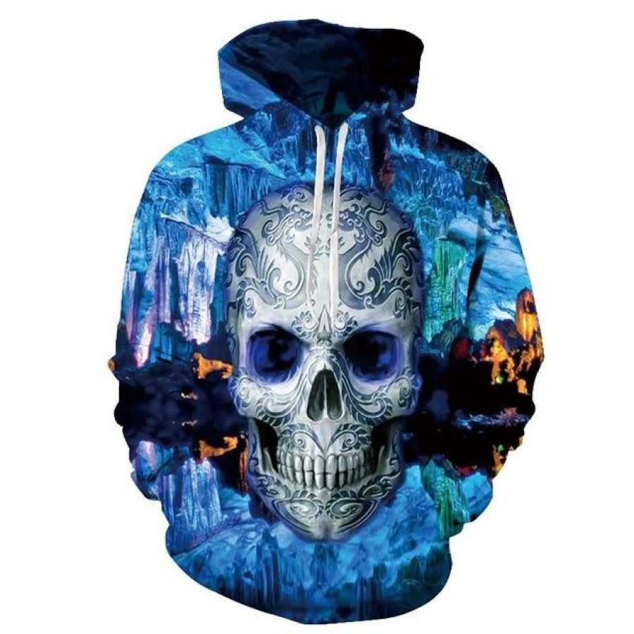 Hot hoody Blue 3d Skull Hoodies Men Women Fashion Winter Spring Sportswear Hip Hop Tracksuit Brand Hooded Sweatshirt Dropship