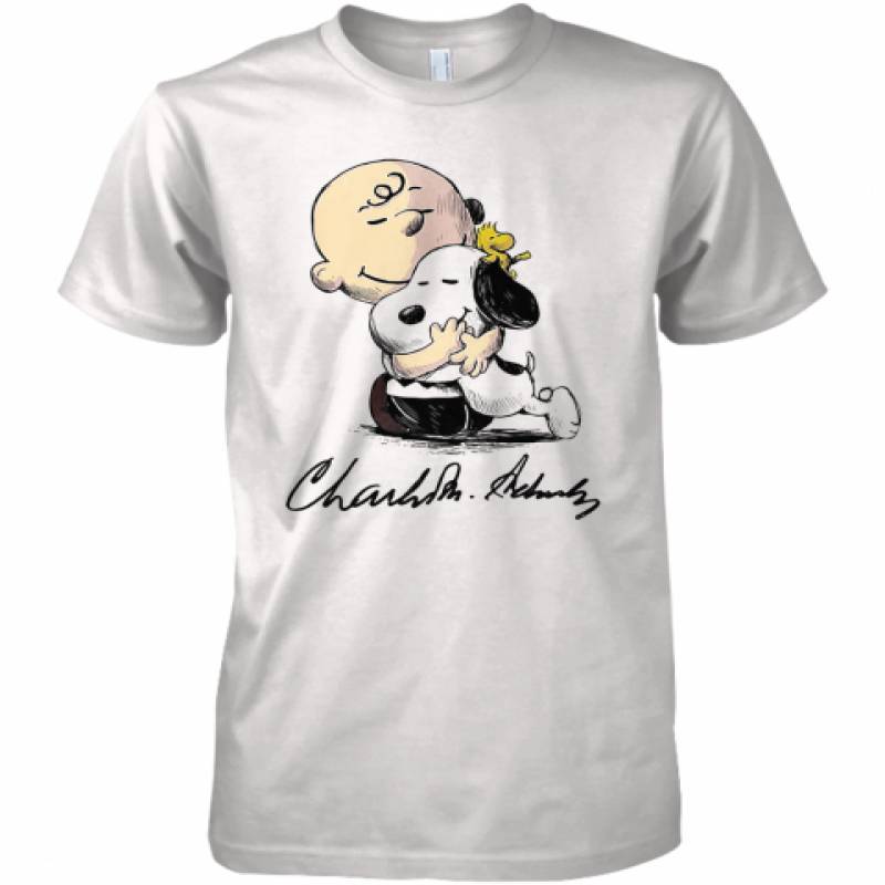 Charlie Brown Snoopy And Woodstock Art Signatures Premium Men's T-Shirt ...