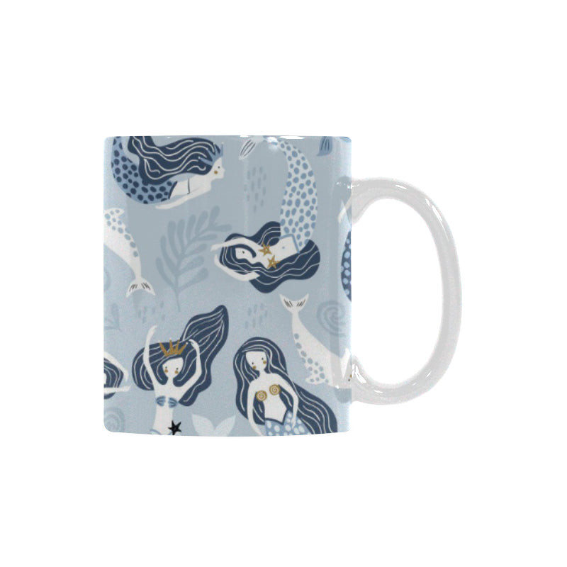 Mermaid Dolphin Pattern Classical White Mug (FulFilled In US)