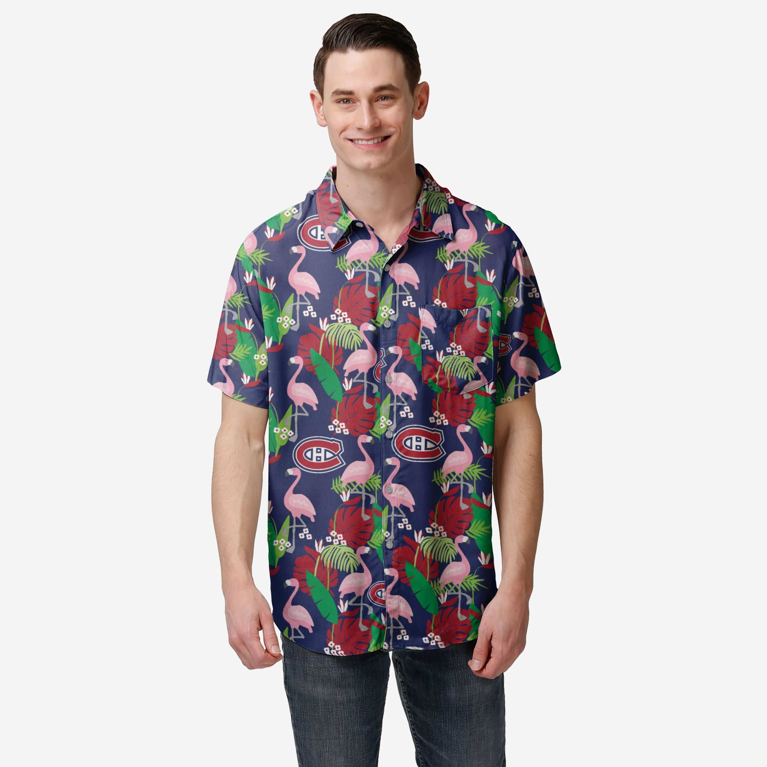 Montreal Canadiens Floral Button Up Shirt