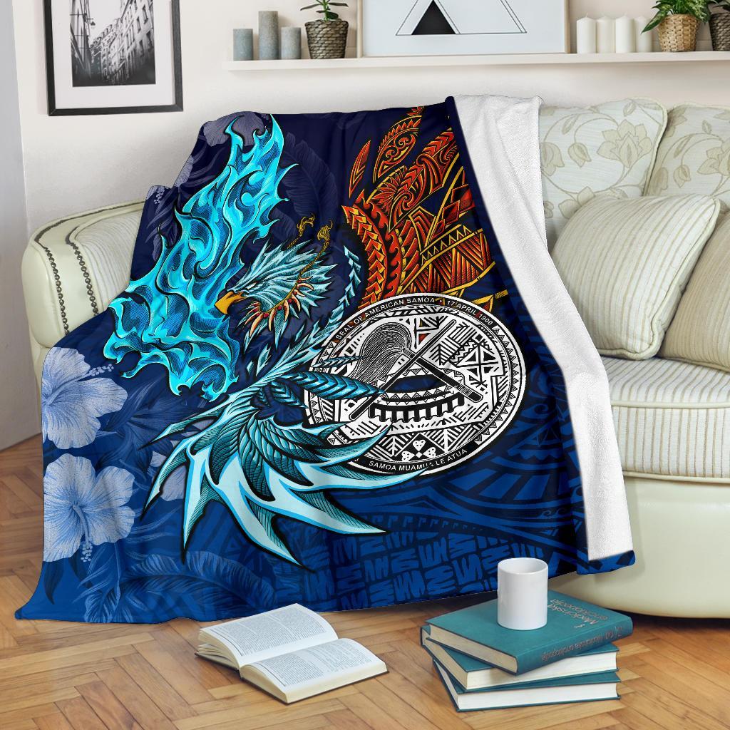 American Samoa Polynesian Premium Blanket –  Blue Polynesian Eagle