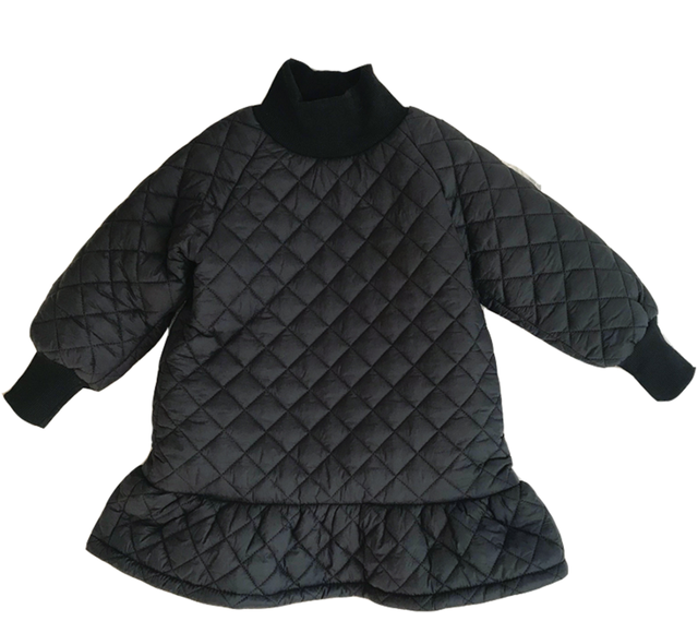 baby Girls quilted meramid dress 2020 autumn winter warm kids children thick lantern sleeve vintage trumpet dress alx