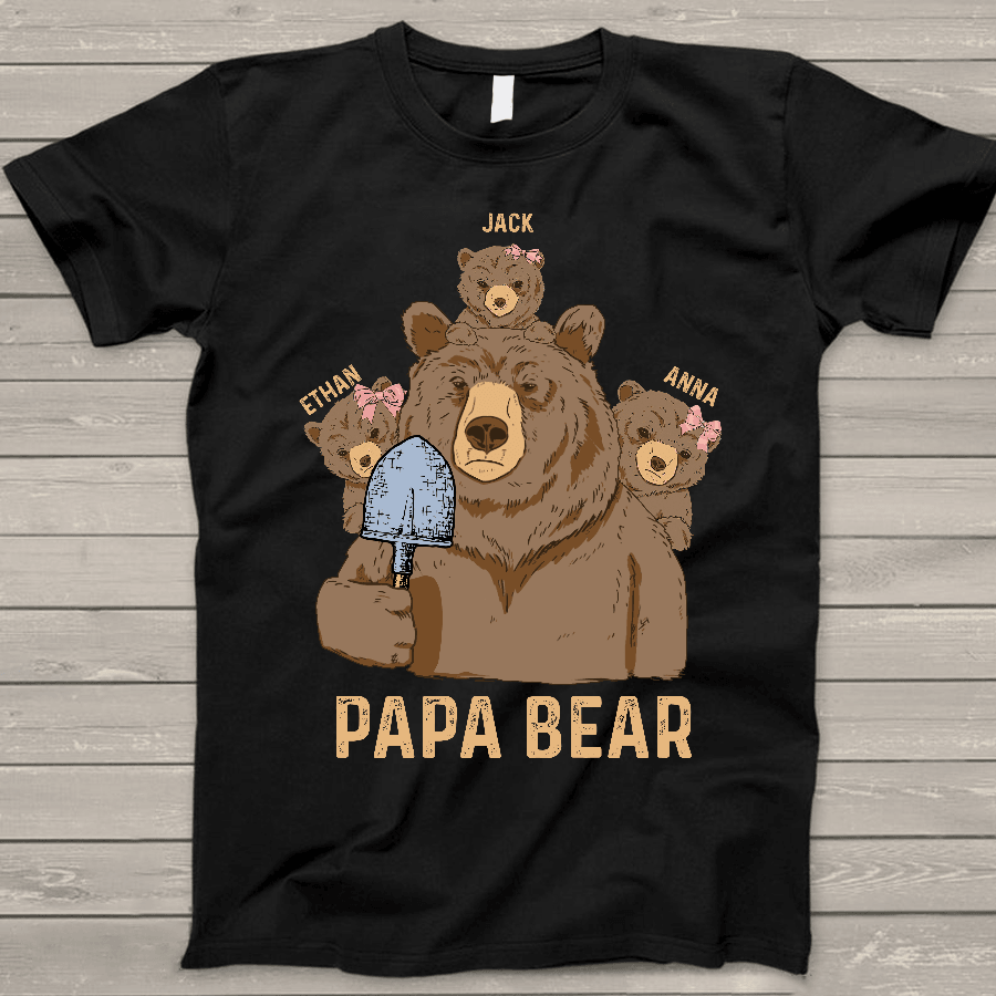 Papa Bear Kids Names Shirt