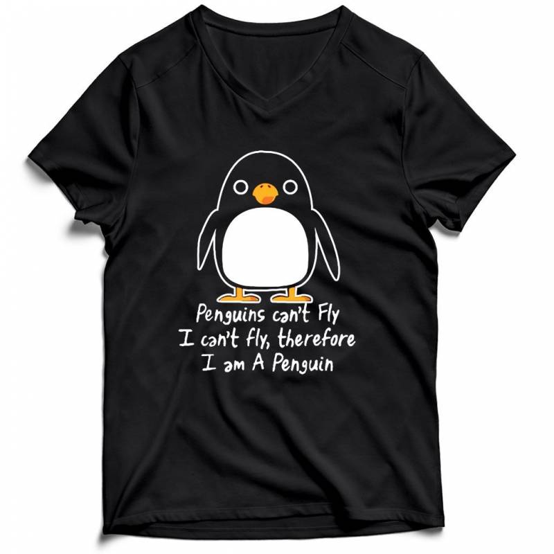 Funny Penguin I Can Not Fly Animal Love Men’s V-Neck Tee T-Shirt