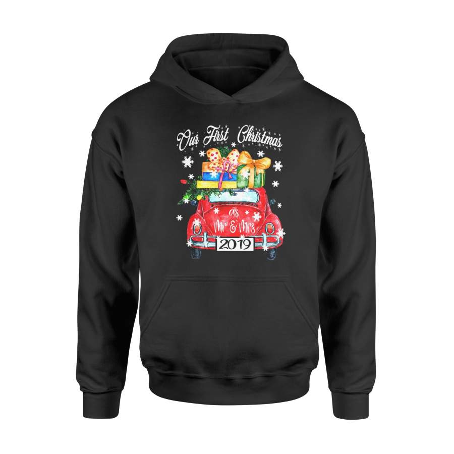 Christmas gift idea Our First Xmas As Mr And Mrs 2019 Matching Car PJs T-Shirt – Standard Hoodie