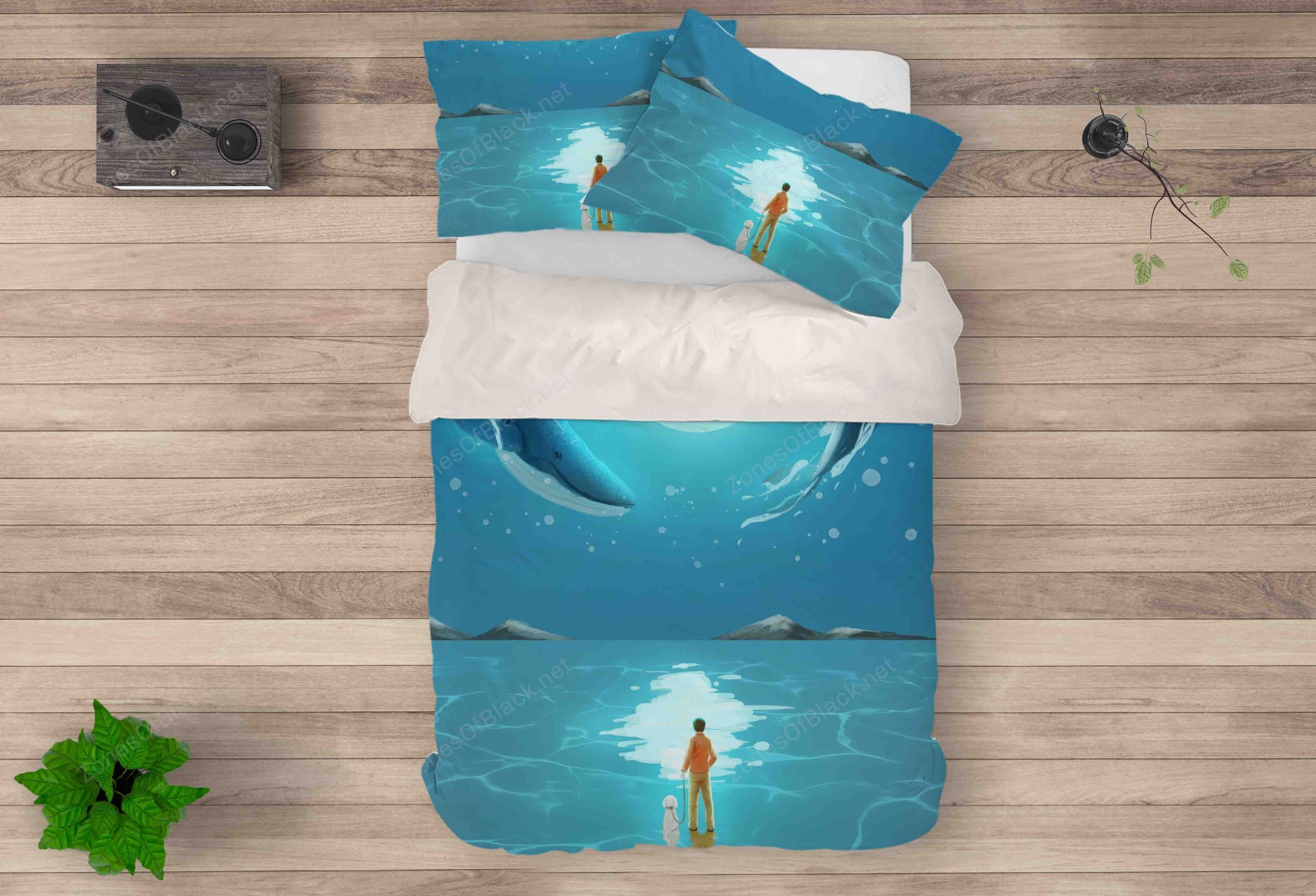 3D Blue Whale Sea Boy Dog Bedding Set Bedroom Decor