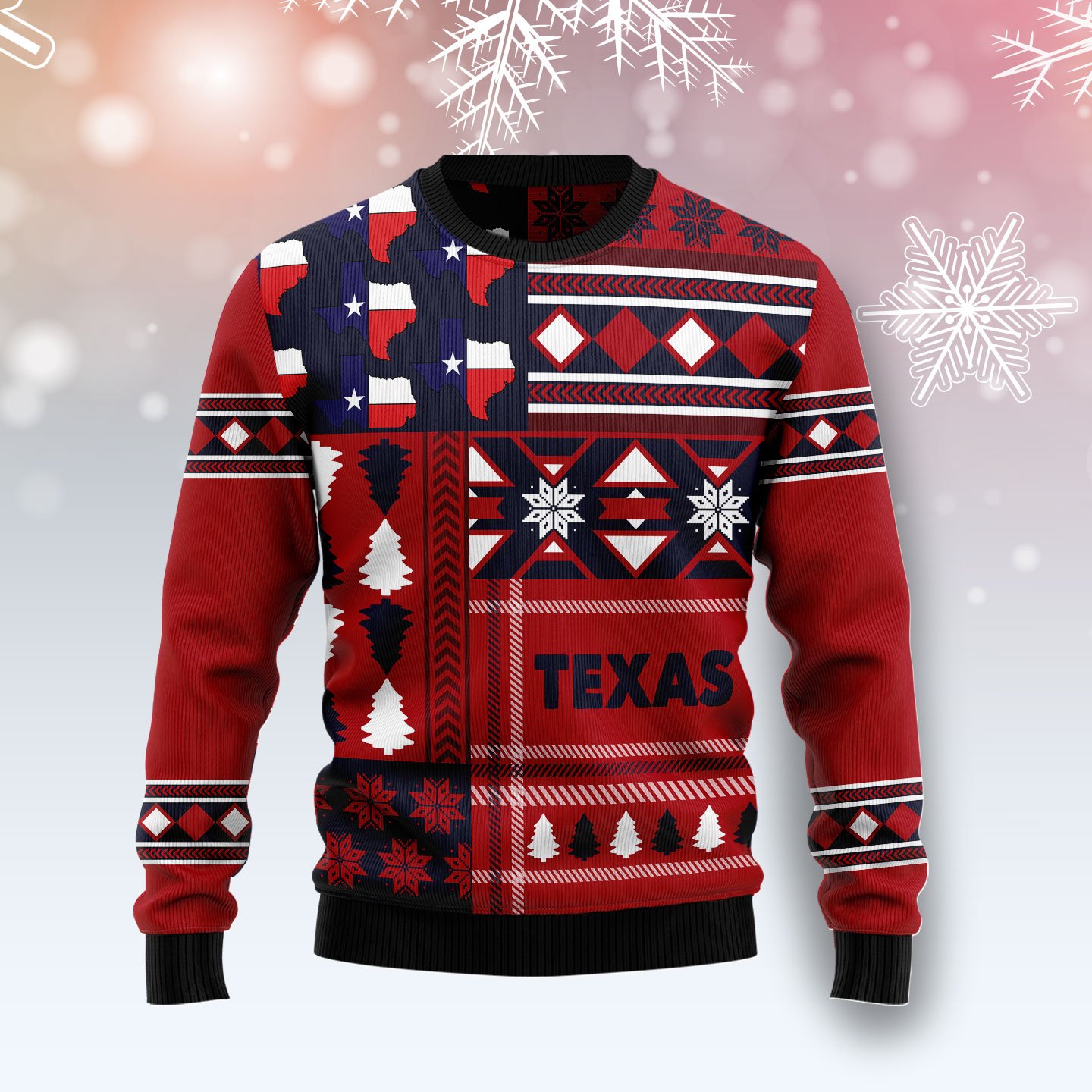 Texas Red Pattern TY0712 unisex womens & mens, couples matching, friends, funny family ugly christmas holiday sweater gifts (plus size available)