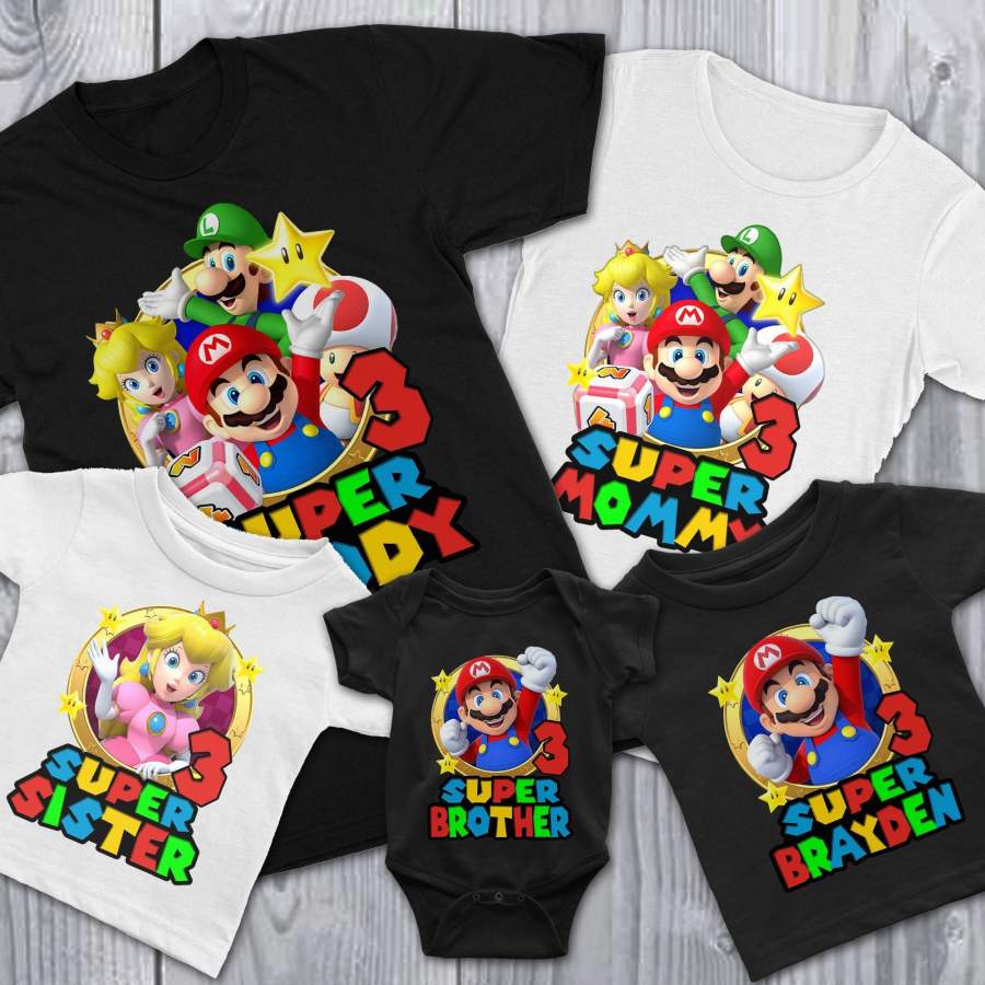 Matching Family Personalized Super Mario Birthday Shirts – Kabusvuya