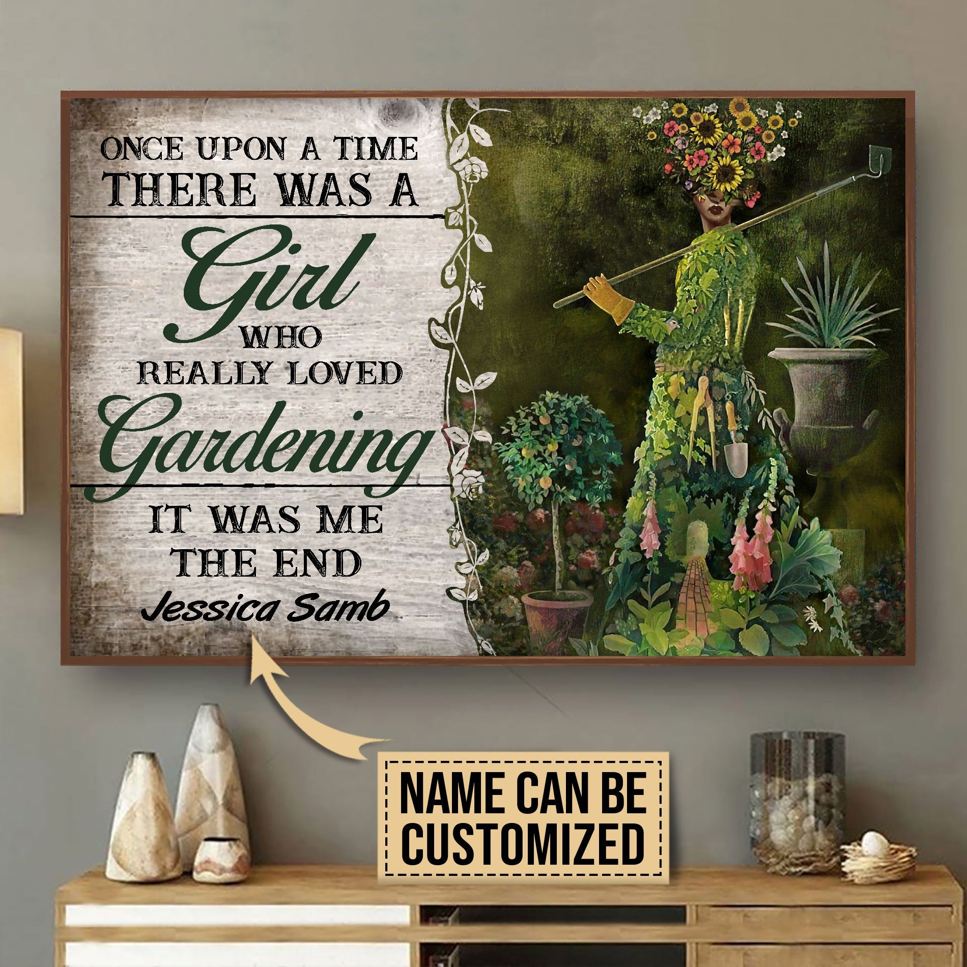 Aeticon Gifts Personalized Garden Once Upon A Time Girl Canvas Mom Dad Gift Home Decor