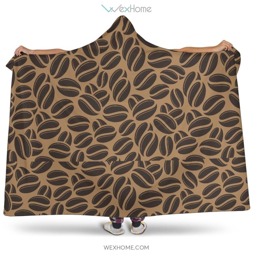 Coffee Bean On Brown Background Hooded Blanket