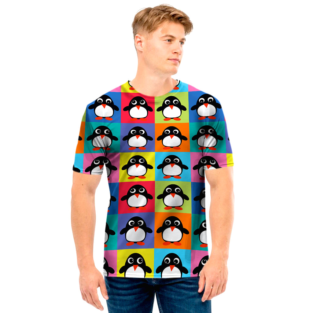 Cute Colorful Penguin Pattern Print Men’S T-Shirt