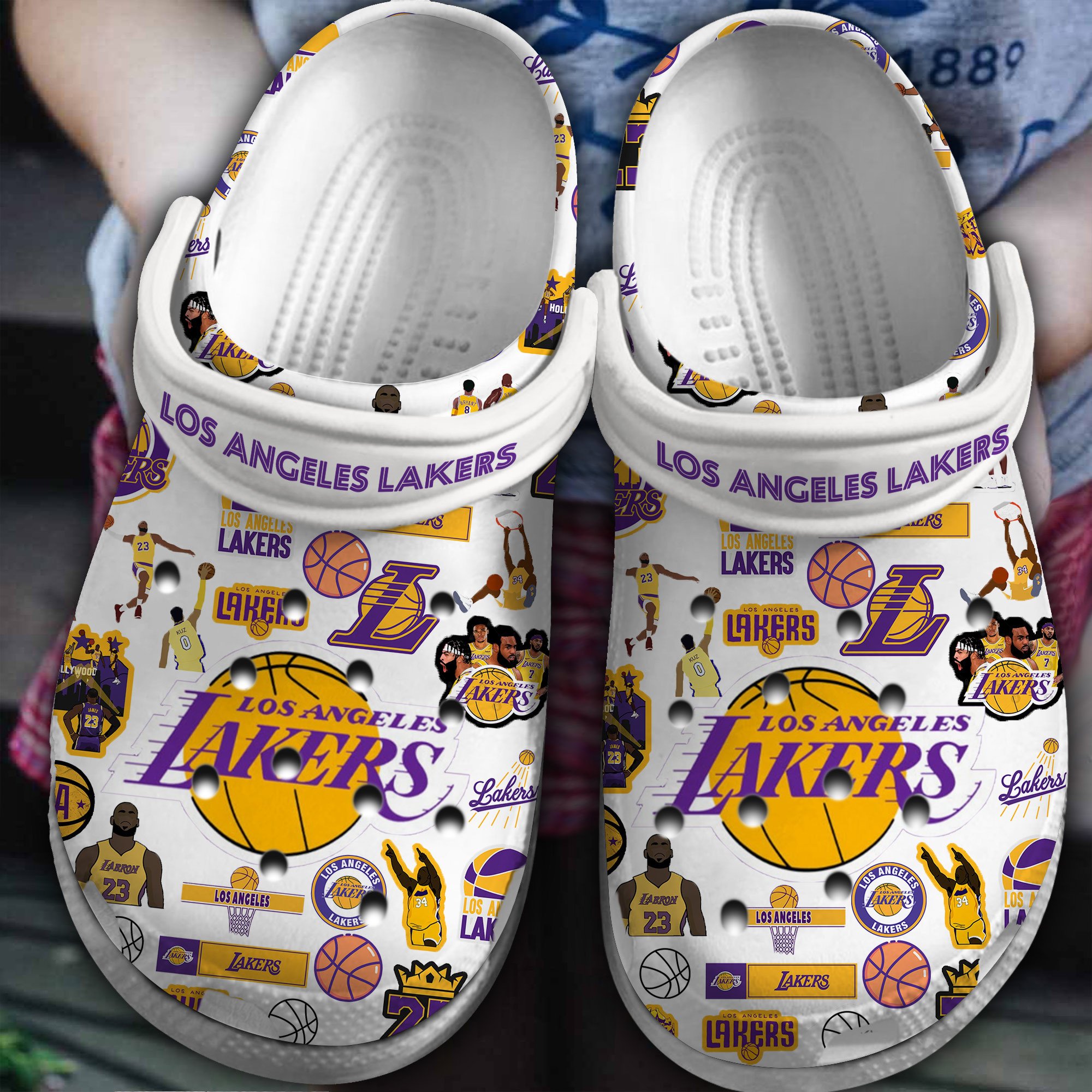 Los Angeles Lakers NBA Basketball Crocss Crocband Clogs Shoes Comfortable For Men Women and Kids