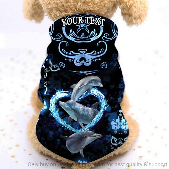 Blue Dolphins Hoodie Personalized Dog Hoodie Hg