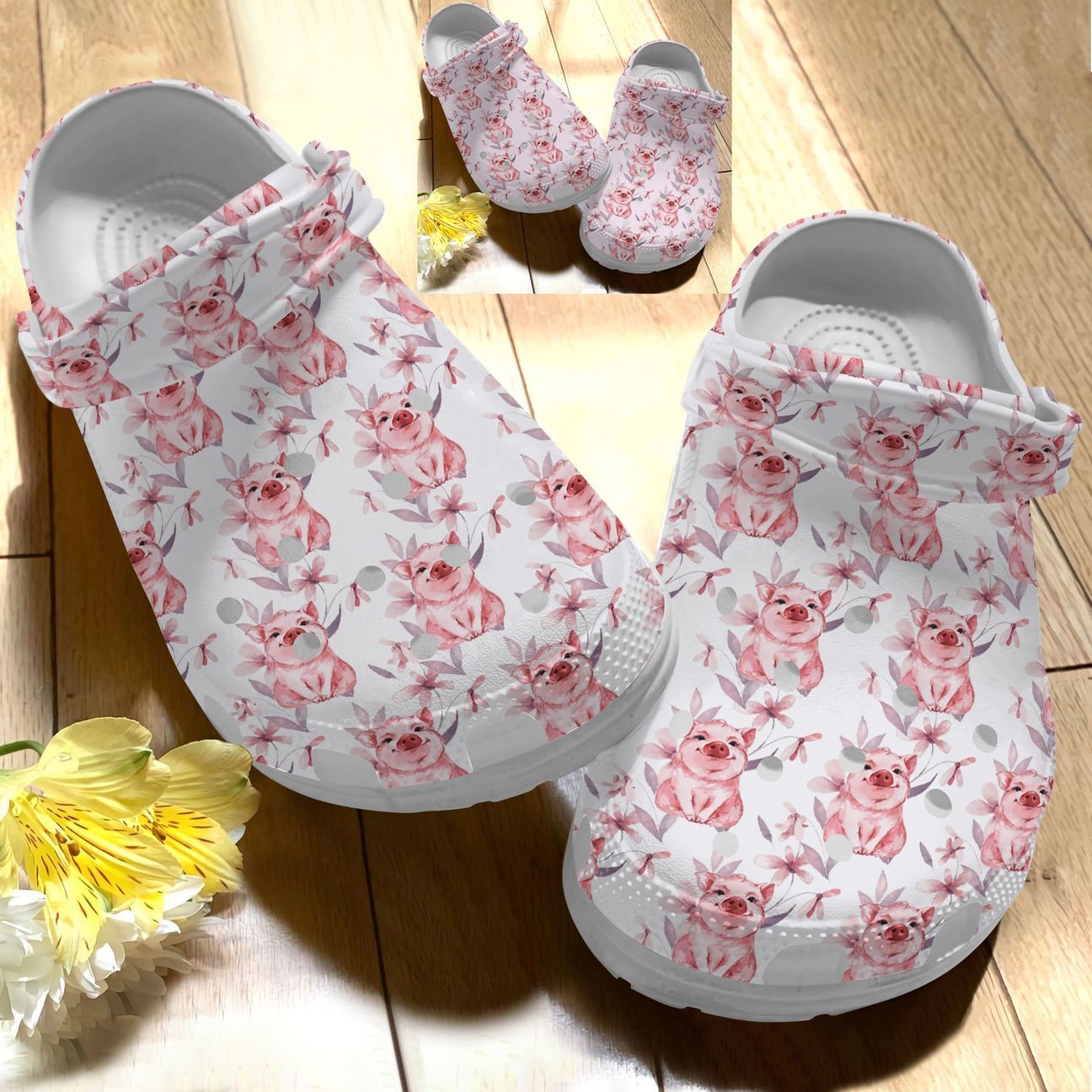 Pig Personalize Clog, Custom Name, Text, Fashion Style For Women, Men, Kid, Print 3D Cute Pig 2 Colors