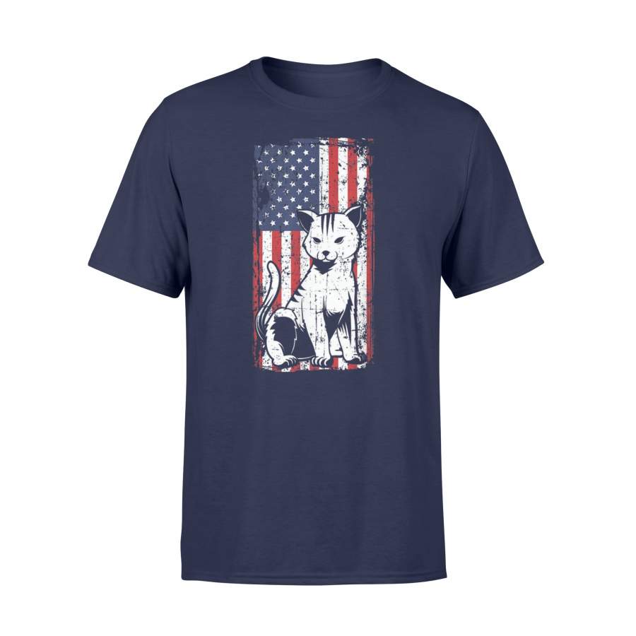 4th Of July American Flag Kitten Cat T-Shirt