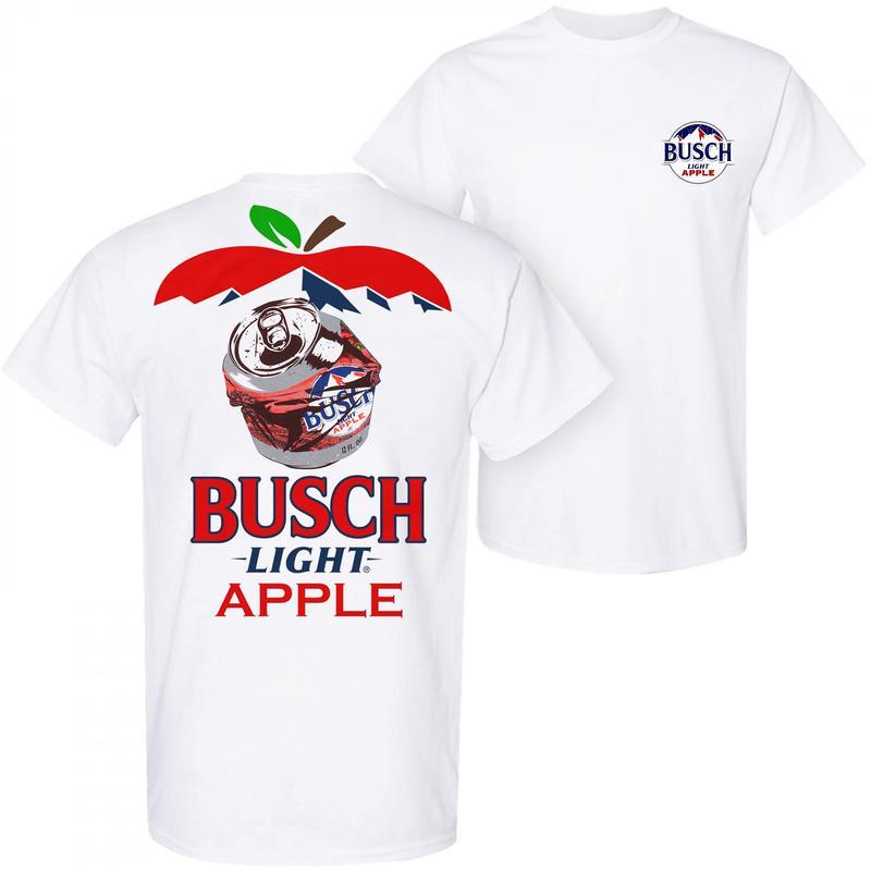 Busch Light Apple Can 2-Sided T-Shirt Crisp Apple Beer Graphic Tee, Summer Drinking Shirt for Men, Patriotic Party Outfit, American Beer Vibes