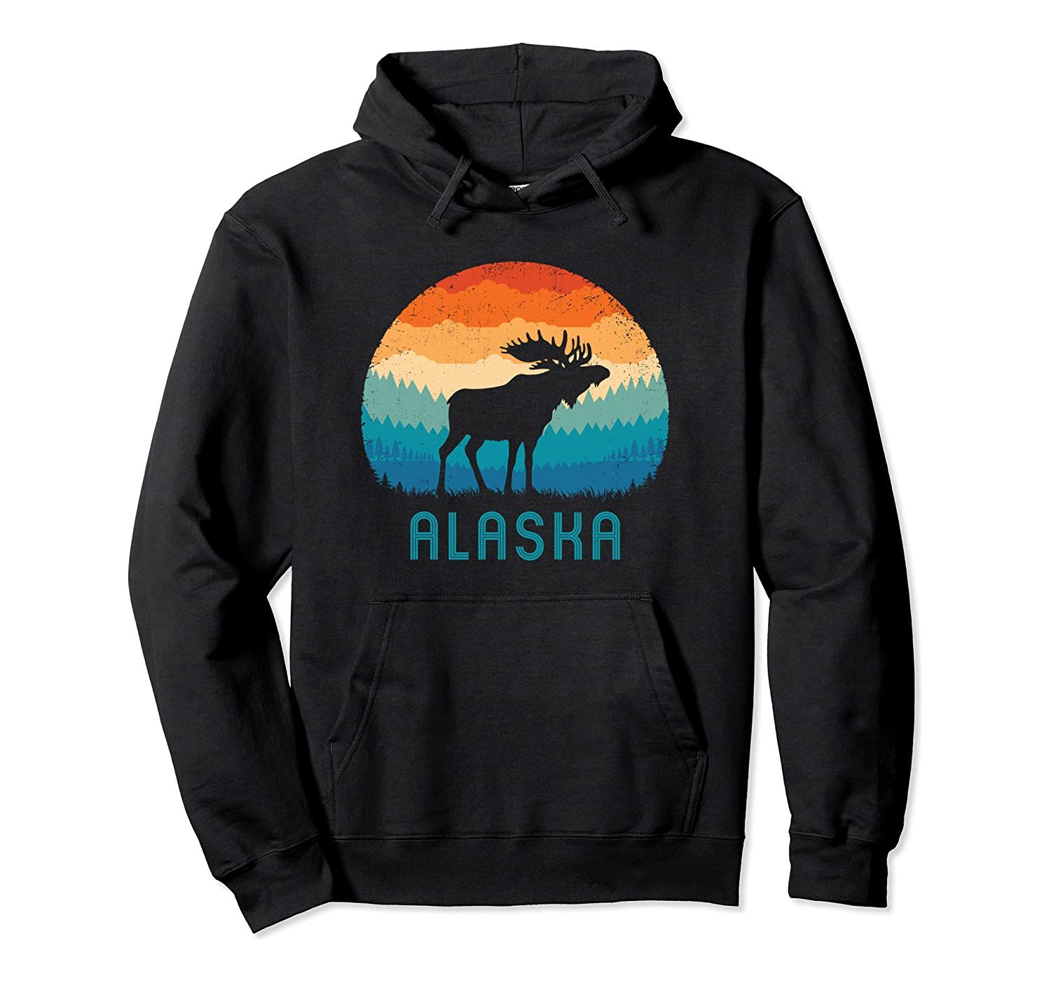 Alaska Retro Mountain Moose Vintage Alaskan Denali Mountains Pullover Hoodie, T-Shirt, Sweatshirt