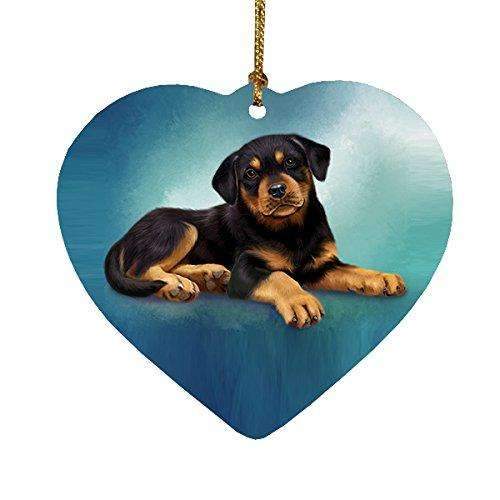 Rottweiler Puppy Heart Christmas Ornament Hpor48084