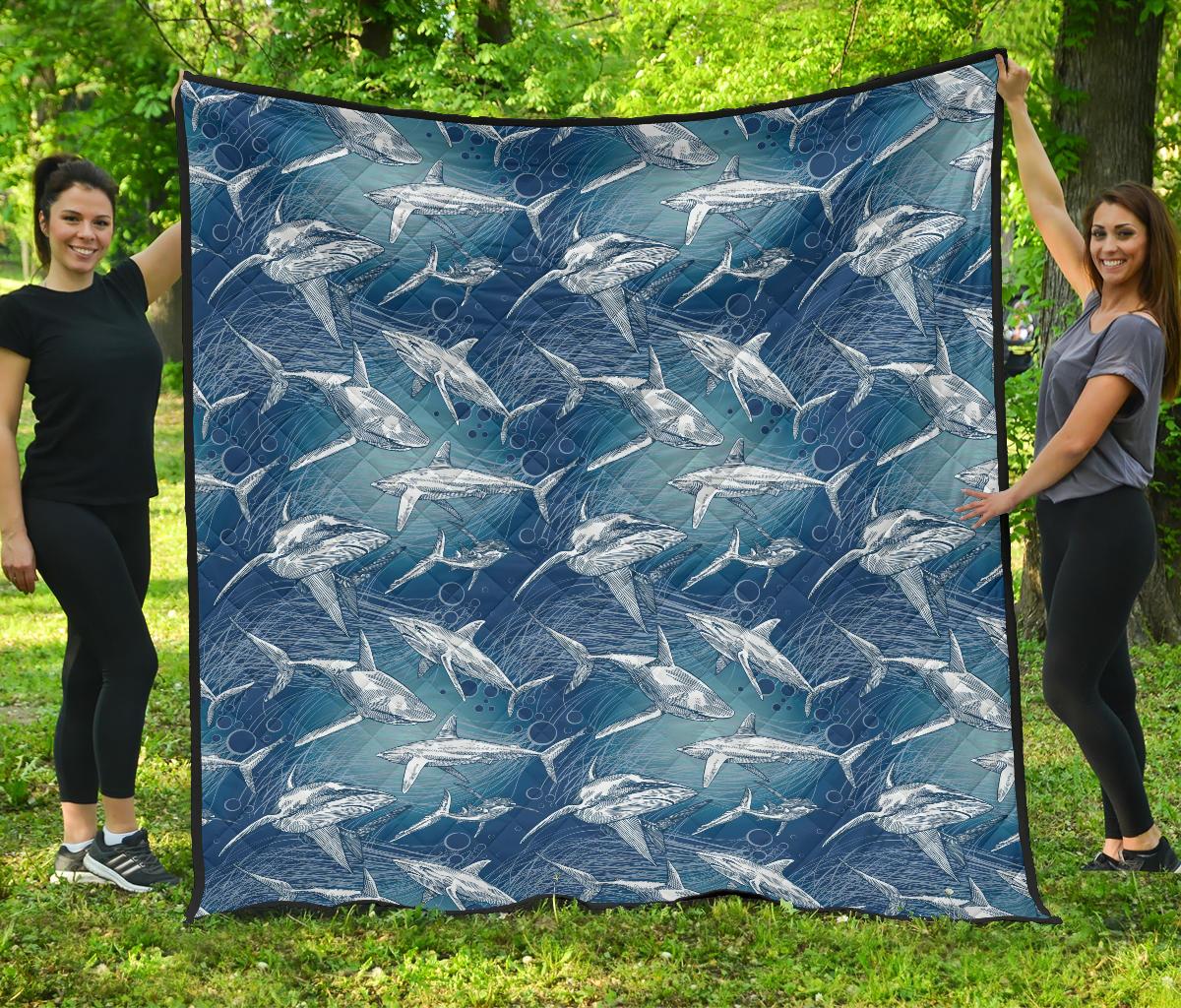 Shark Hand Drawn Premium Quilt