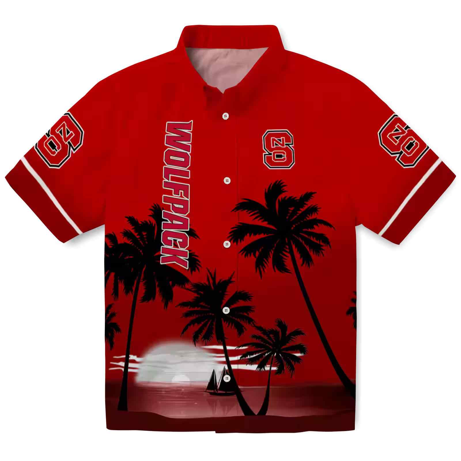 Nc State Wolfpack Beach Sunset Red Black Hawaiian Shirt