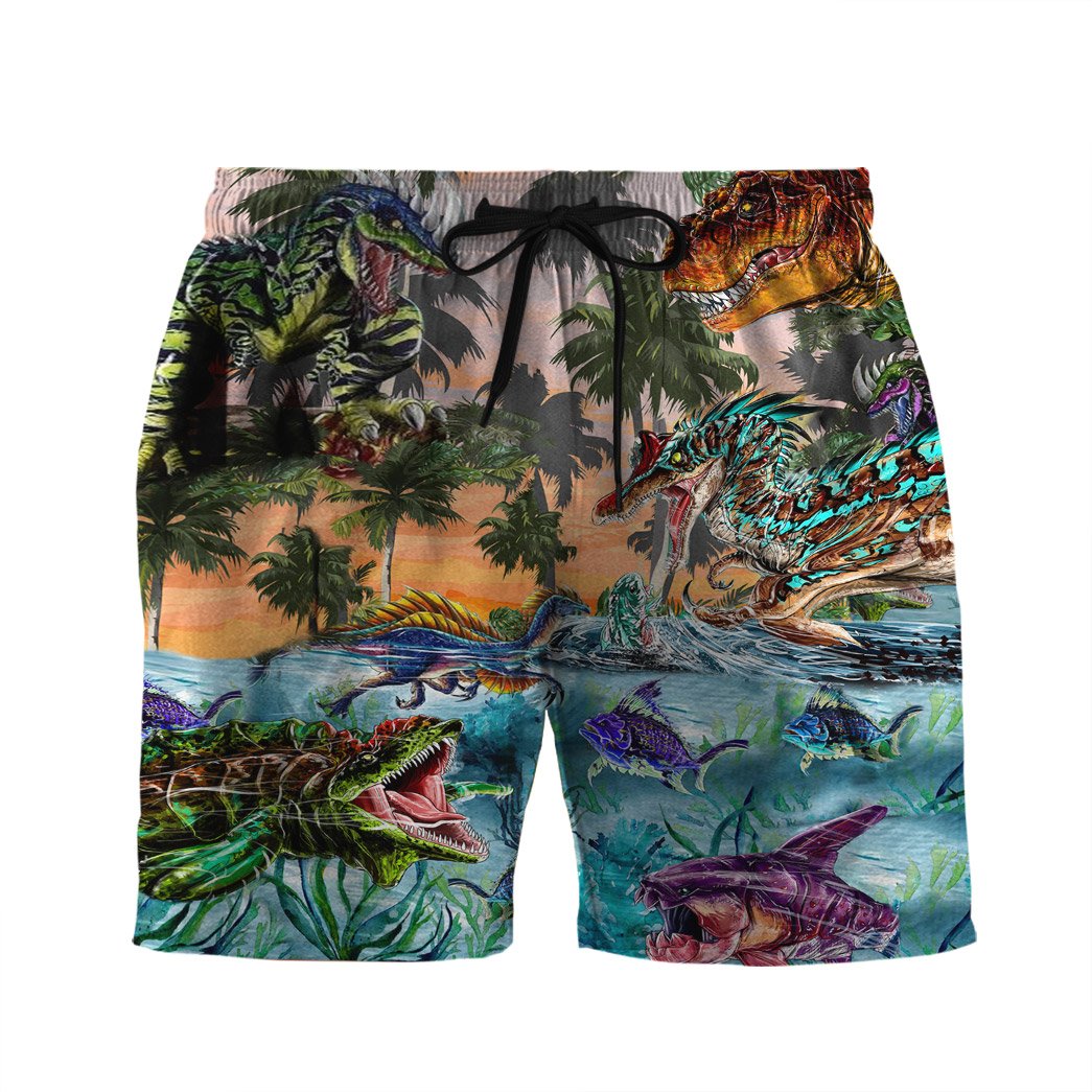 3D Dinosaur Jura World Custom Beach Short Swim Trunk