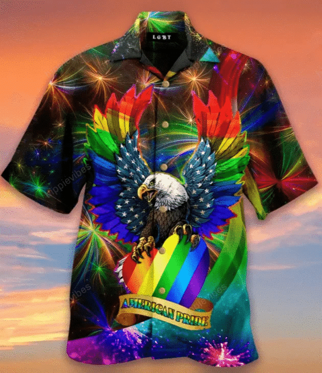 Ameriacan Gay Hawaii Lgbt Eagle American Pride Glow Style Hawaii Shirt Ha88462