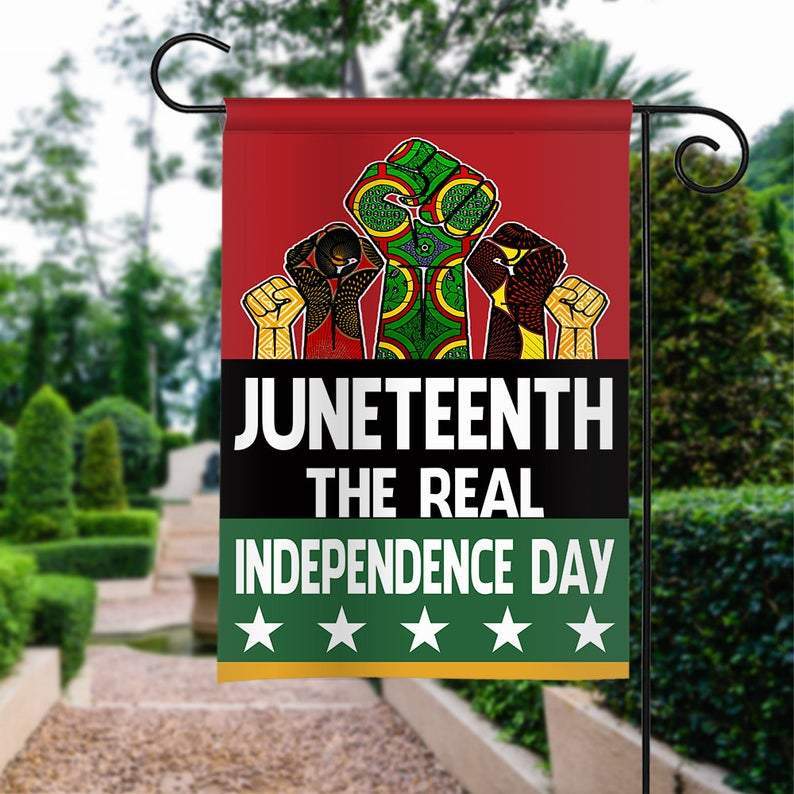 Juneteenth The Real Independence Day African Black Lives Matter Flag Gift For Friend Family Decorative Holiday Garden Flag, House Flag, Outdoor Flag Decor