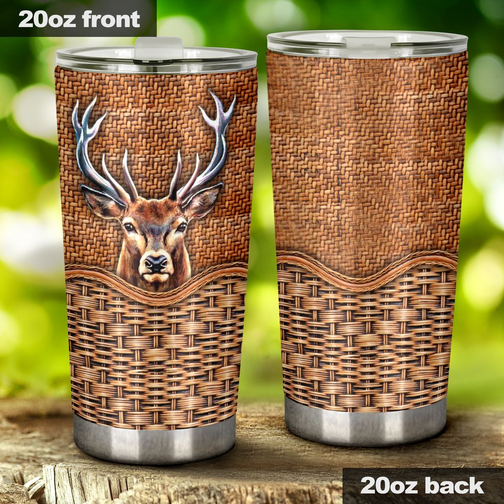 121THHHT-DEER RATTAN TEAXTURE TUMBLER 20oZ & 30oZ