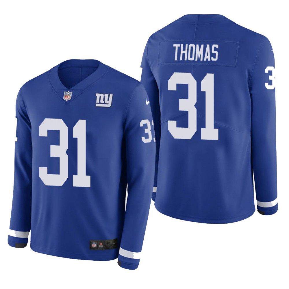 New York Giants Michael Thomas Therma Long Sleeve Mens Jersey Blue