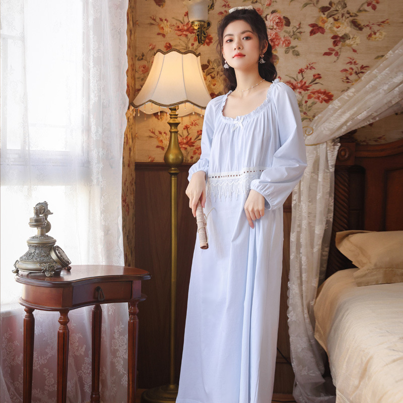 Women’s shirt Dress Sexy Long Vintage Nightgowns Palace Nighty Women Lace Hollow Out Sleepwear Bridesmaid Nightwear Homewear alx