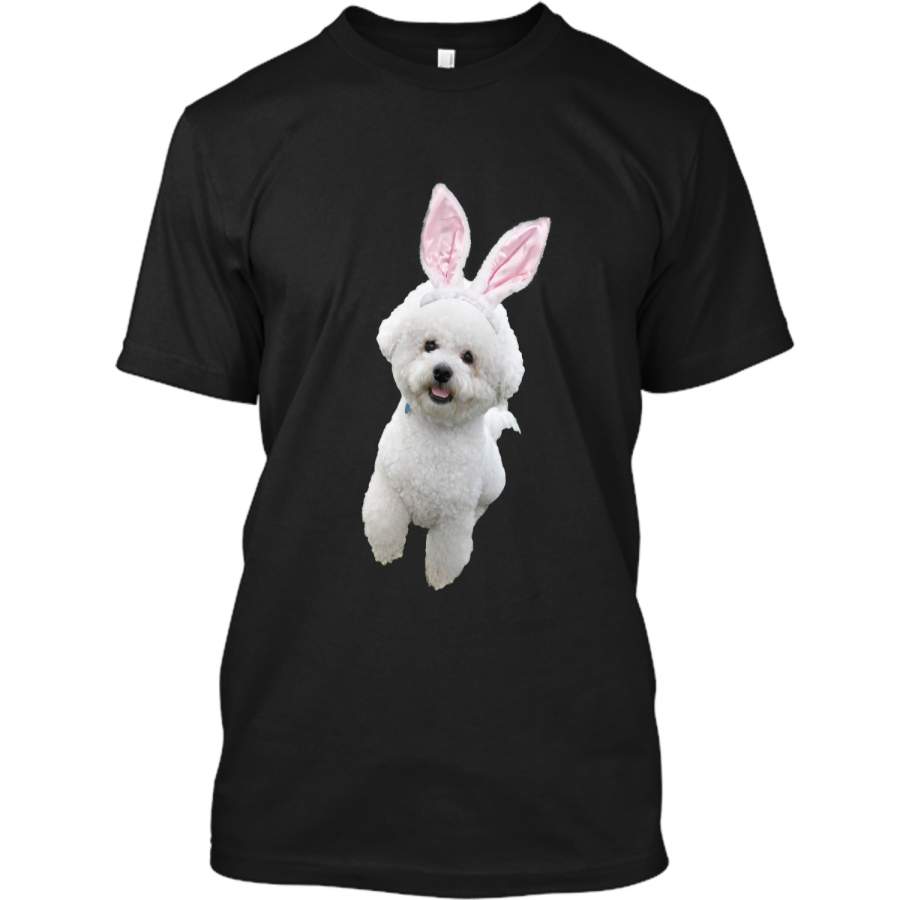 Bichon Frise Wearing Easter Bunny Ears Dog T-Shirt Custom Ultra Cotton