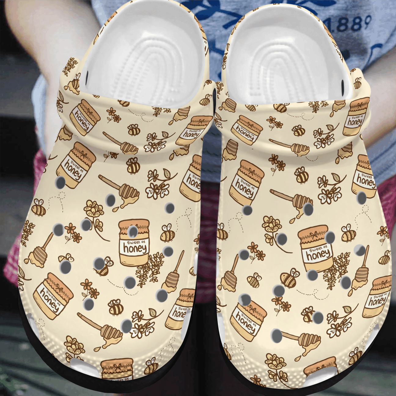 Bee Personalized Clog, Custom Name, Text, Color, Number Fashion Style For Women, Men, Kid, Print 3D Honey