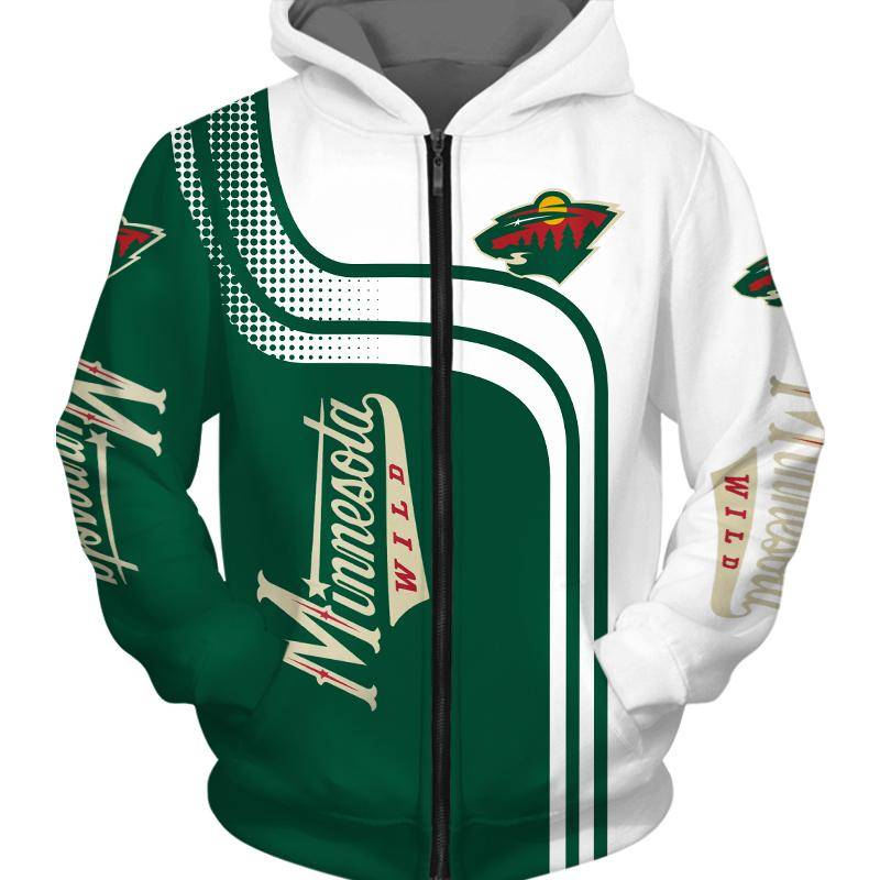 Minnesota Wild Must Have Items For Men For Fans With High Qualify Cheap 3D Zip Hoodie