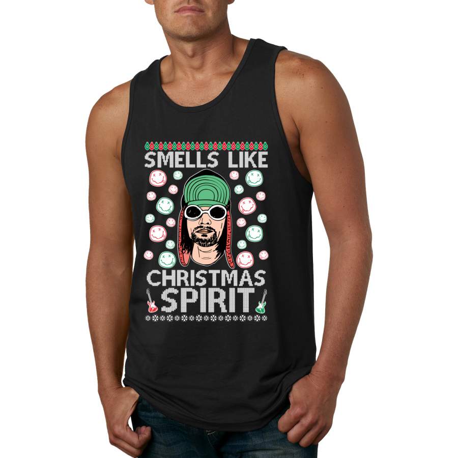 Smells Like Christmas Spirit Ugly Christmas Sweater Christmas Mens Graphic Tank Top