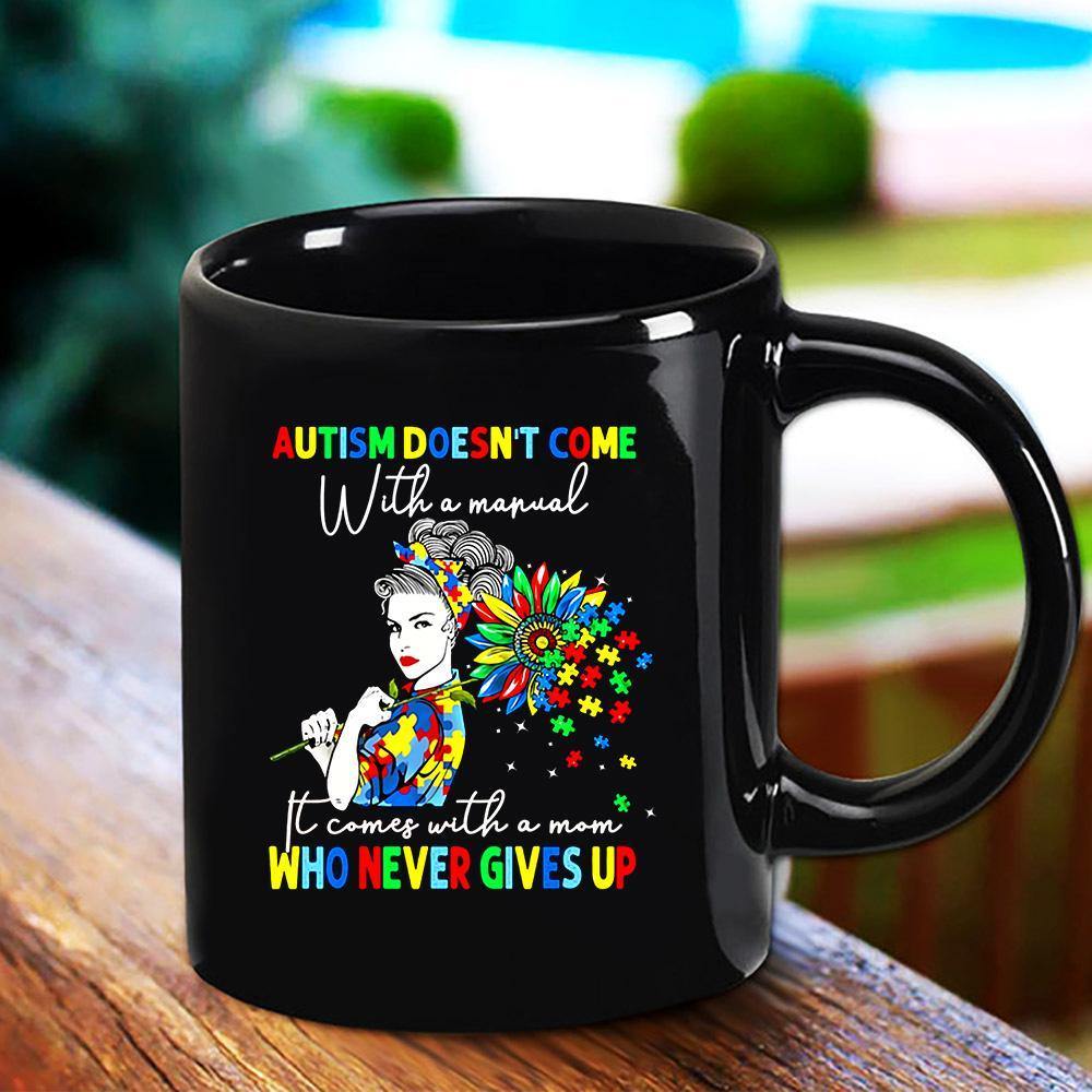 Autism Awareness Autism My Tour Guide I’M An Autism Mom Elephant Play Guitar Lovers Black Mug