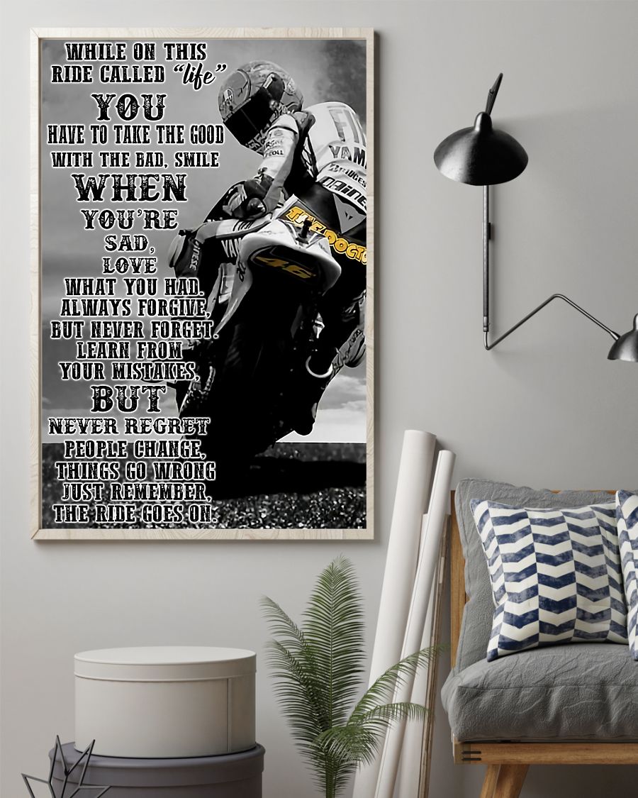 Motorcycle – Just Remember The Ride Goes On Vertical Canvas And Poster | Wall Decor Visual Art