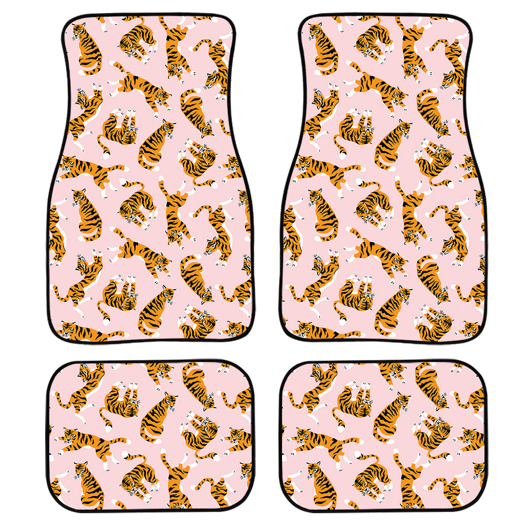 Cute Tiger Pattern Print Front And Back Car Floor Mats, Front Car Mat