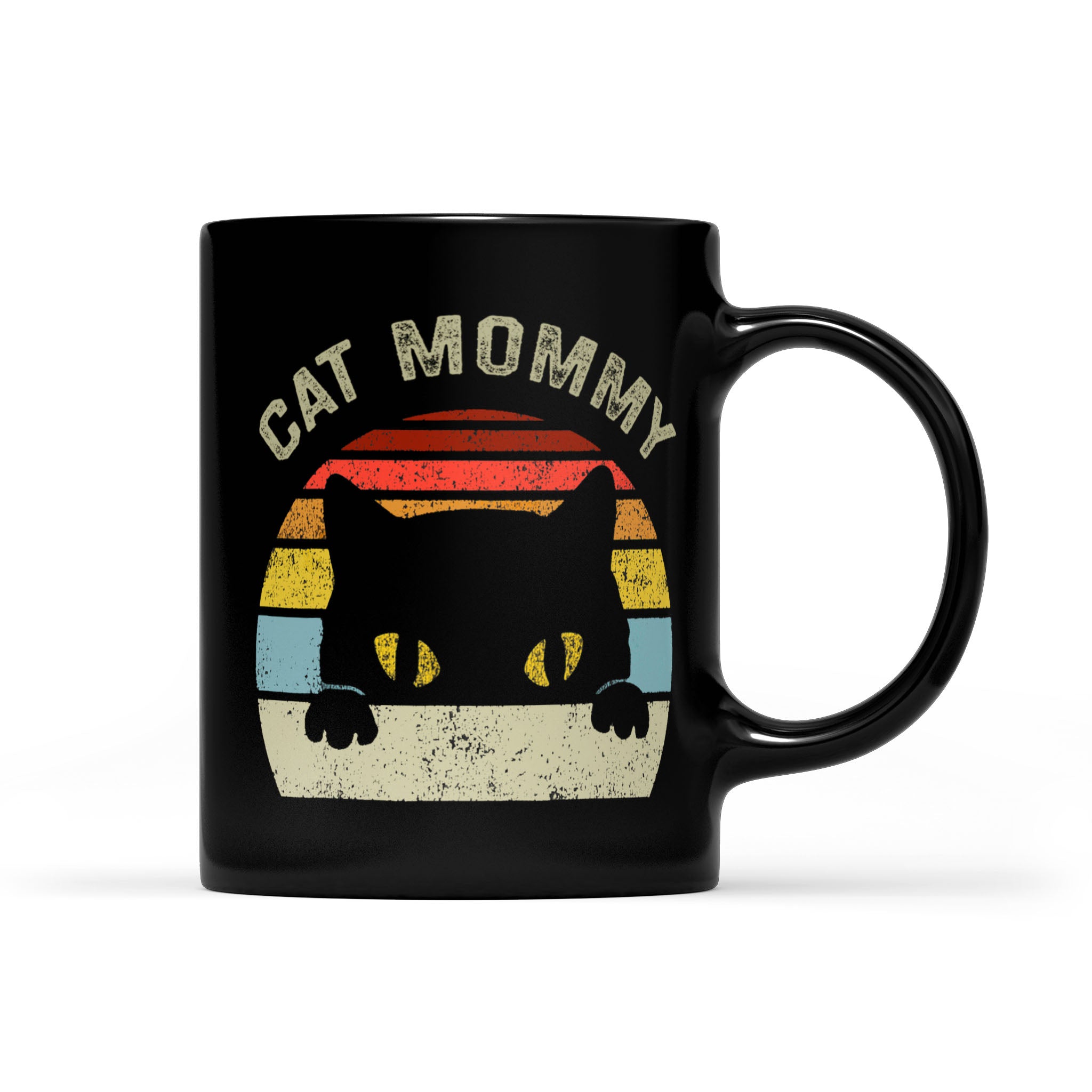 Cat Mommy Women Vintage Retro Black Cats Mom Mother’s Day – Black Mug