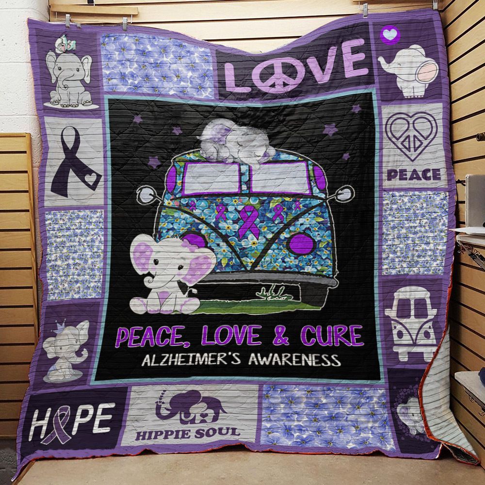 Alzheimers Hippie Elephant Jfj Quilt Eb