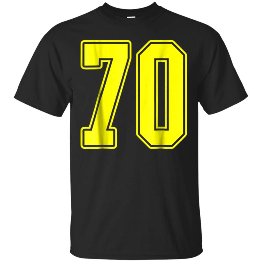 AGR 70 Yellow Outline Number 70 Sports Fan Jersey Style T-Shirt