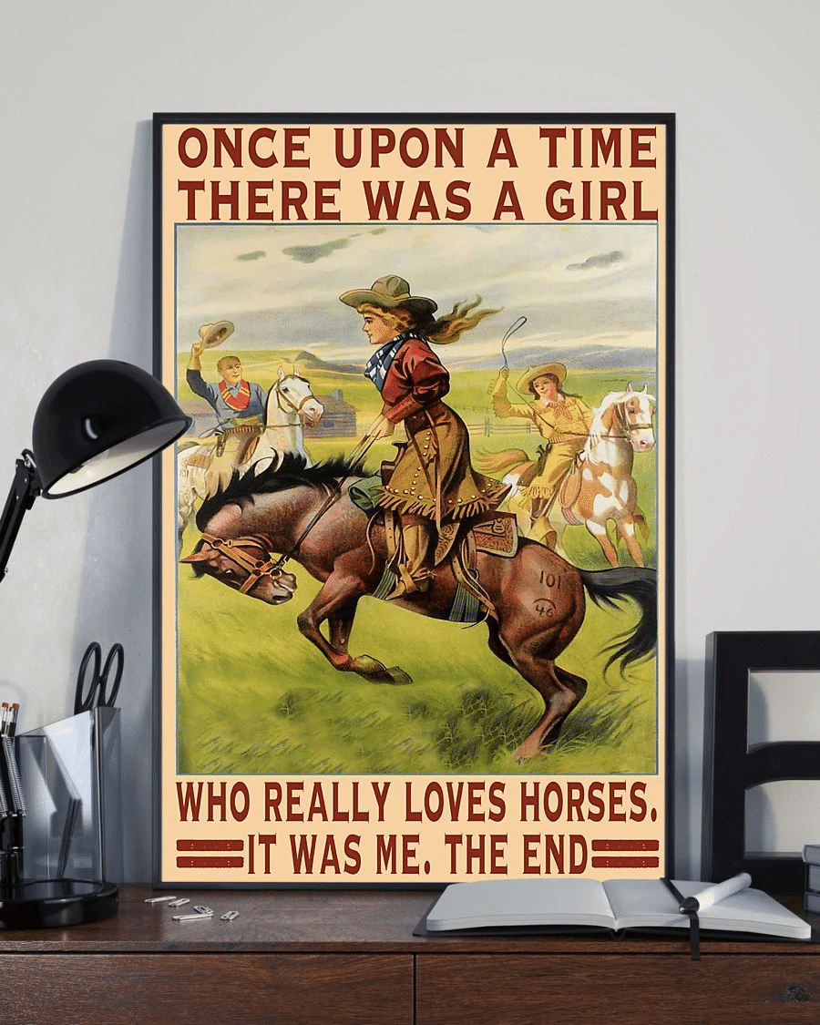 A Girl Loves Horses Poster Canvas – Once Upon A Time Vintage Home Decor Wall Art Evg80965