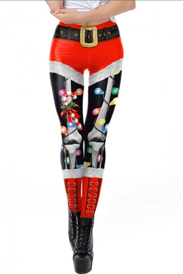 Ugly Christmas Skeleton Leggings Red