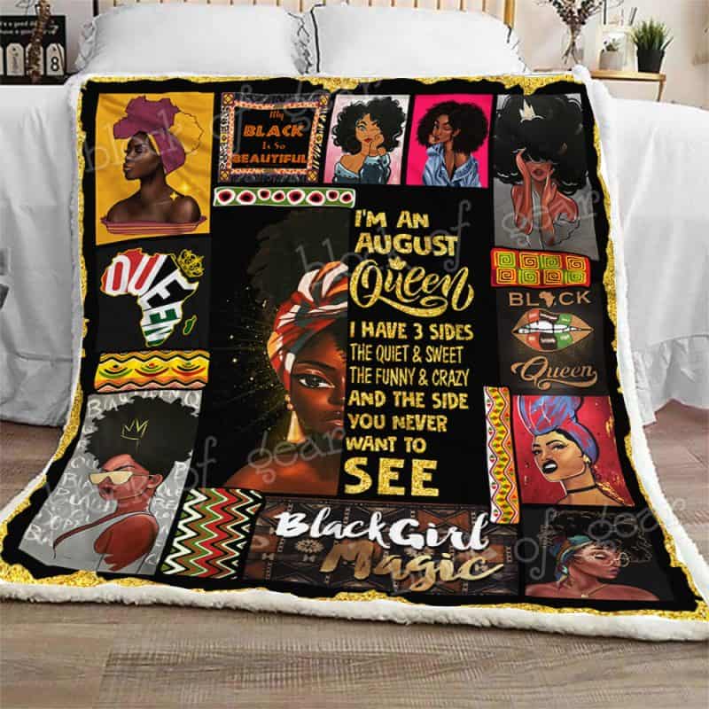 September Queen Melanin, African American Premium Quilt Blanket Size Throw, Twin, Queen, King, Super King